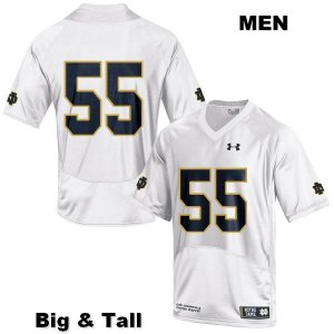 Notre Dame Fighting Irish Men's Jarrett Patterson #55 White Under Armour No Name Authentic Stitched Big & Tall College NCAA Football Jersey HQZ8699CP